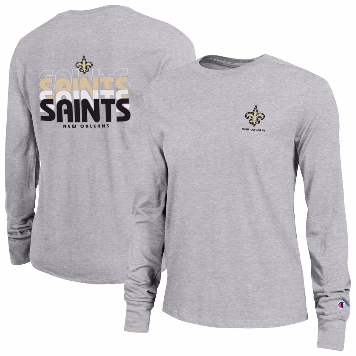 Women's Champion Heather Gray New Orleans Saints Core Long-Sleeve T-Shirt