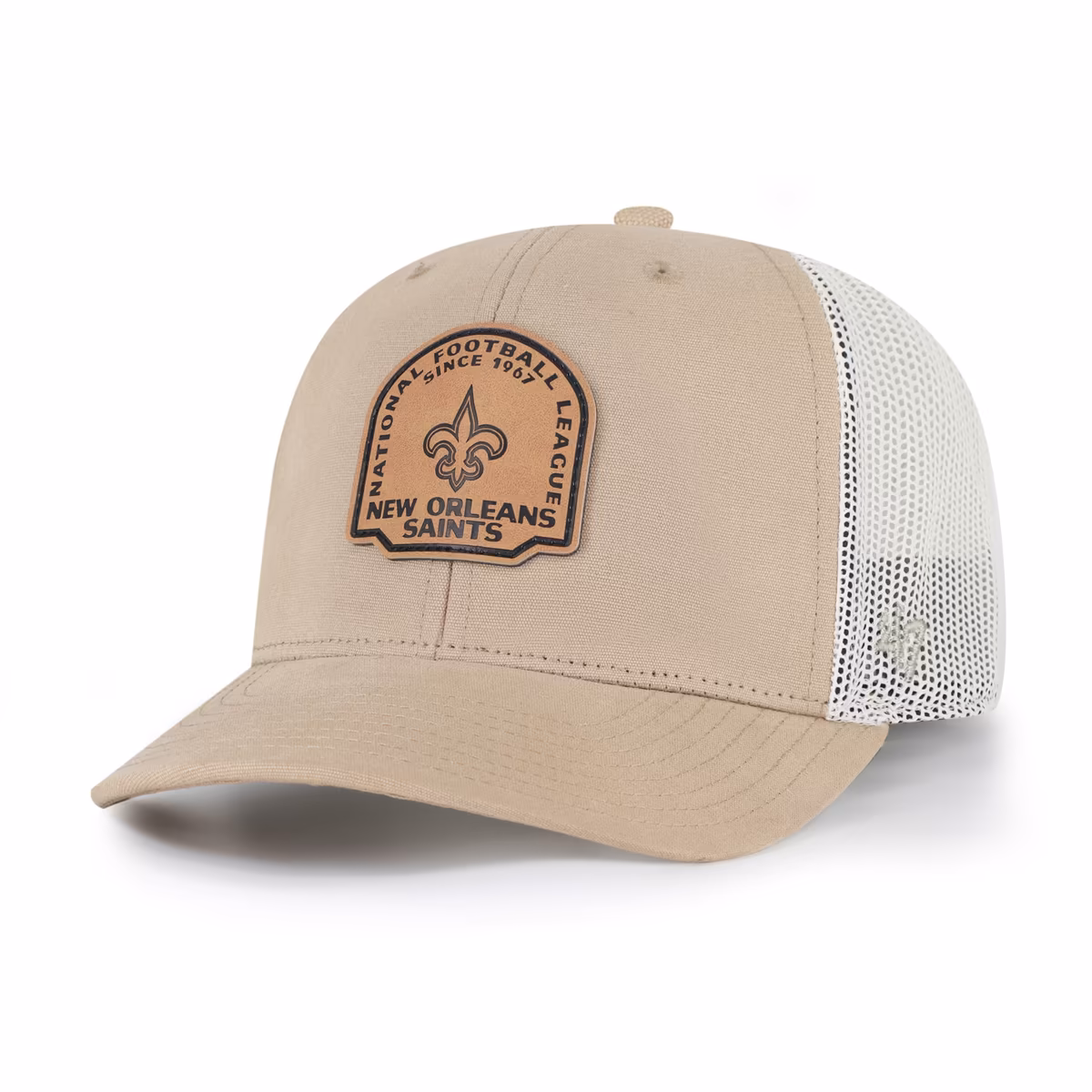 Men's '47 Khaki New Orleans Saints Bonehide Trucker Adjustable Hat 2 Men's '47 Khaki New Orleans Saints Bonehide Trucker Adjustable Hat