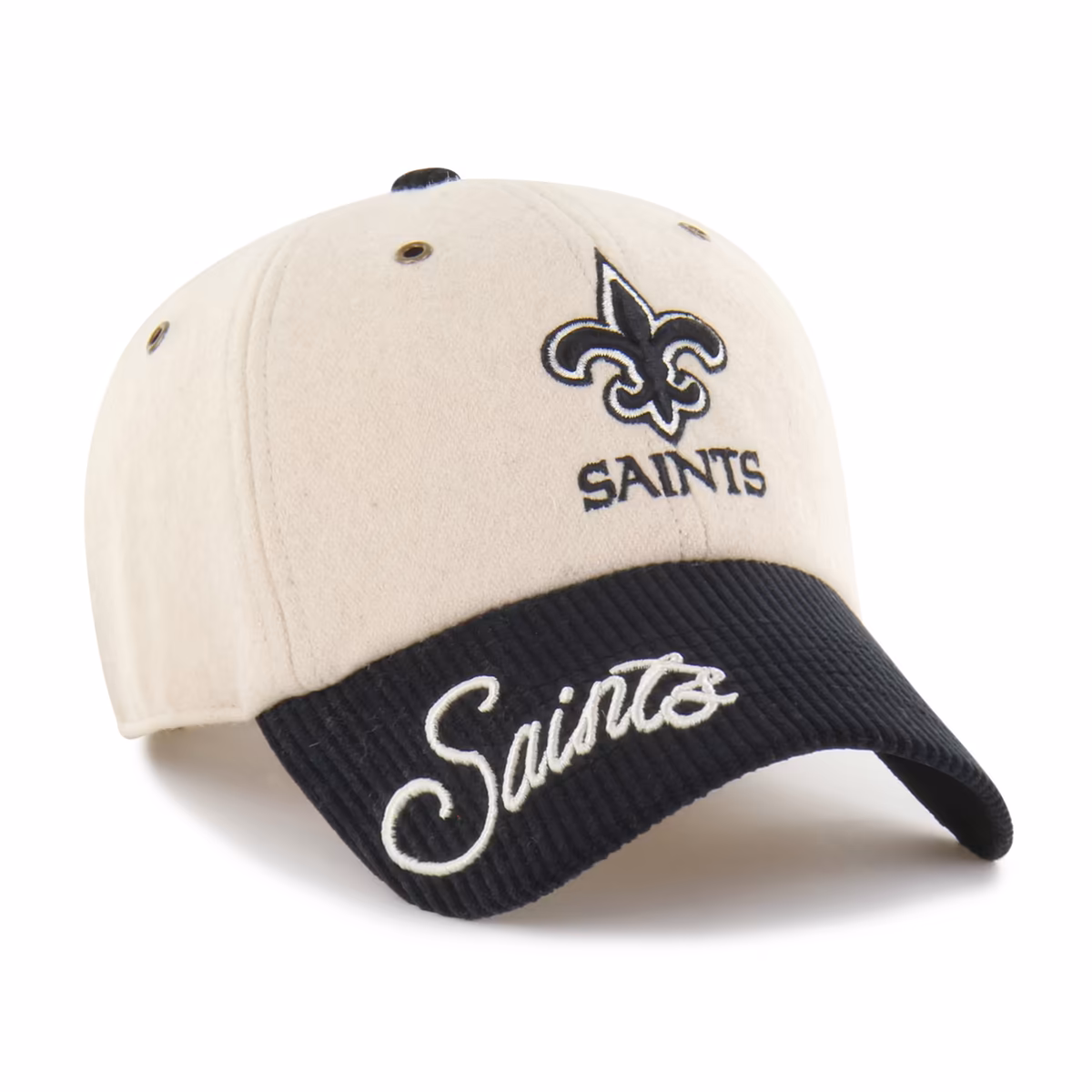 Women's '47 Natural/Black New Orleans Saints Rope Script Clean Up Adjustable Hat 2 Women's '47 Natural/Black New Orleans Saints Rope Script Clean Up Adjustable Hat