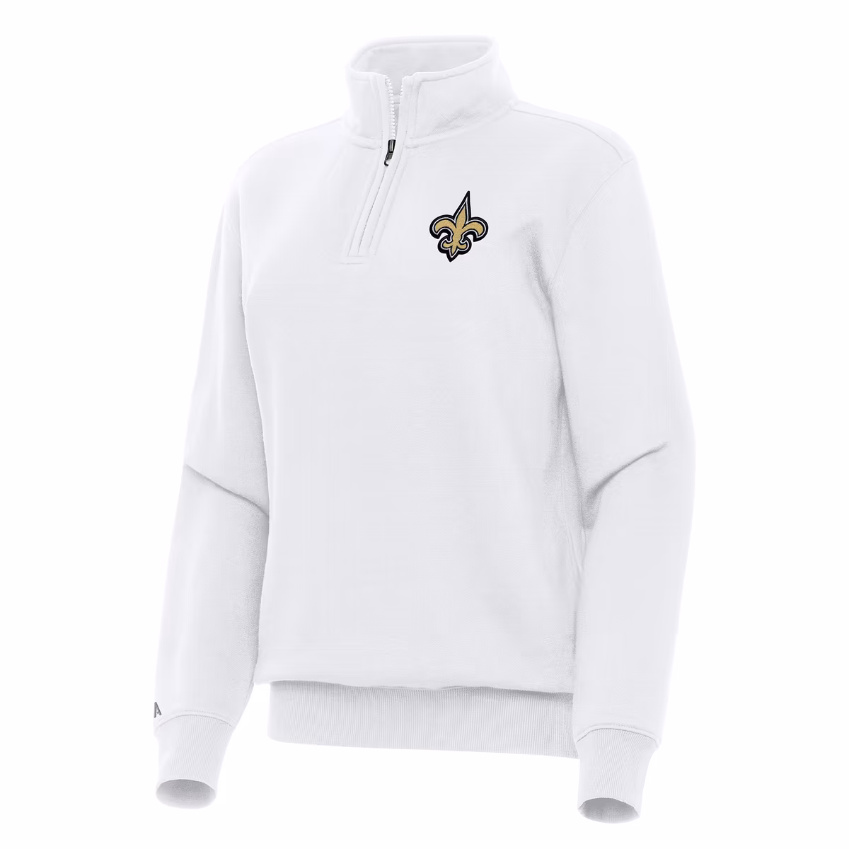 Women's Antigua White New Orleans Saints Victory Quarter-Zip Top 1 Women's Antigua White New Orleans Saints Victory Quarter-Zip Top