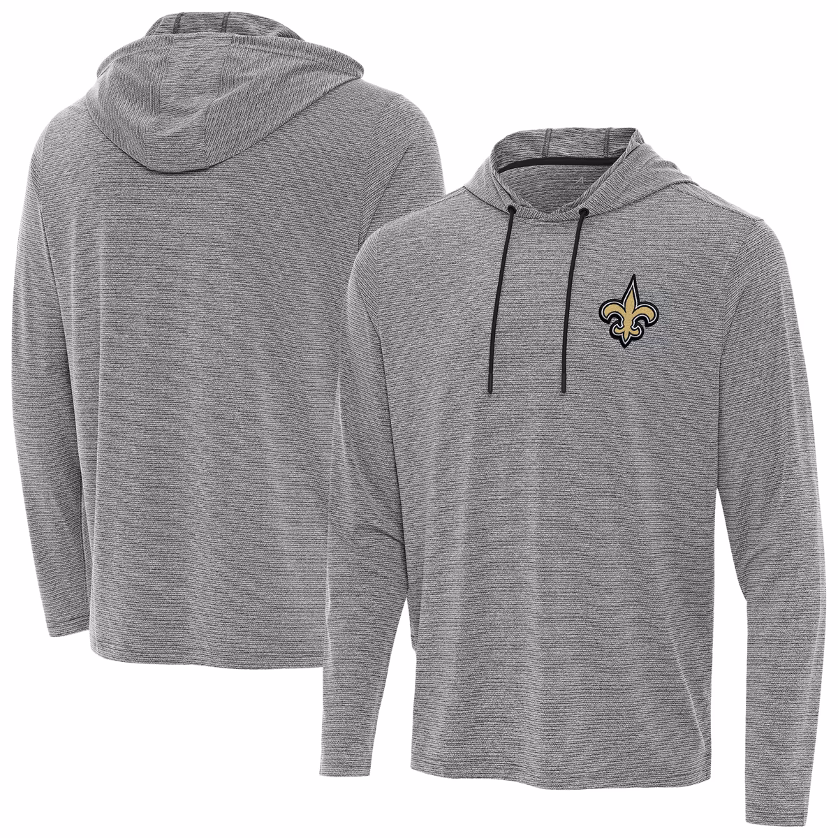 Men's Antigua Heather Black New Orleans Saints Changeover Hoodie 1 Men's Antigua Heather Black New Orleans Saints Changeover Hoodie