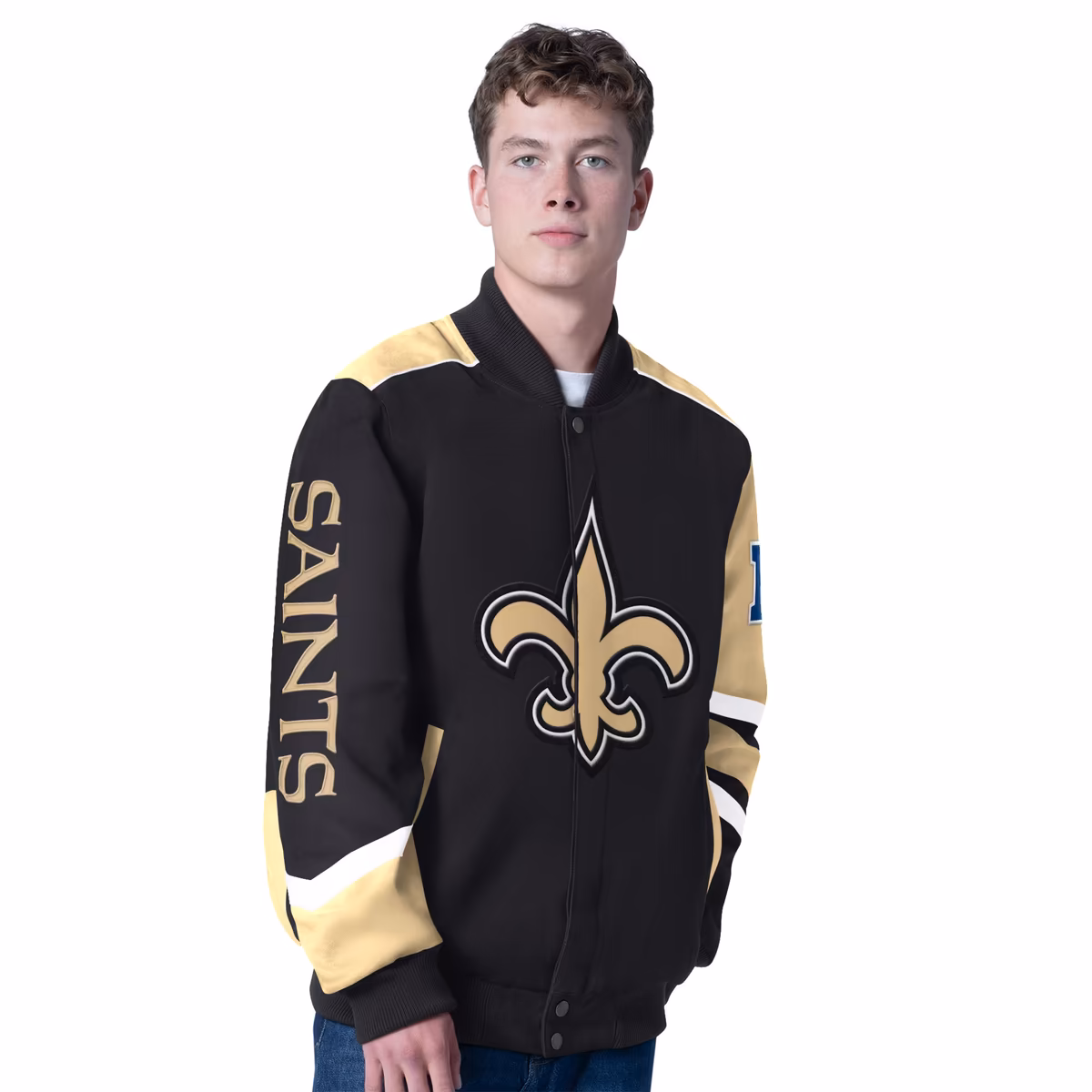 Men's G-III Sports by Carl Banks Black New Orleans Saints Prime Time Full-Zip Racing Jacket 2 Men's G-III Sports by Carl Banks Black New Orleans Saints Prime Time Full-Zip Racing Jacket