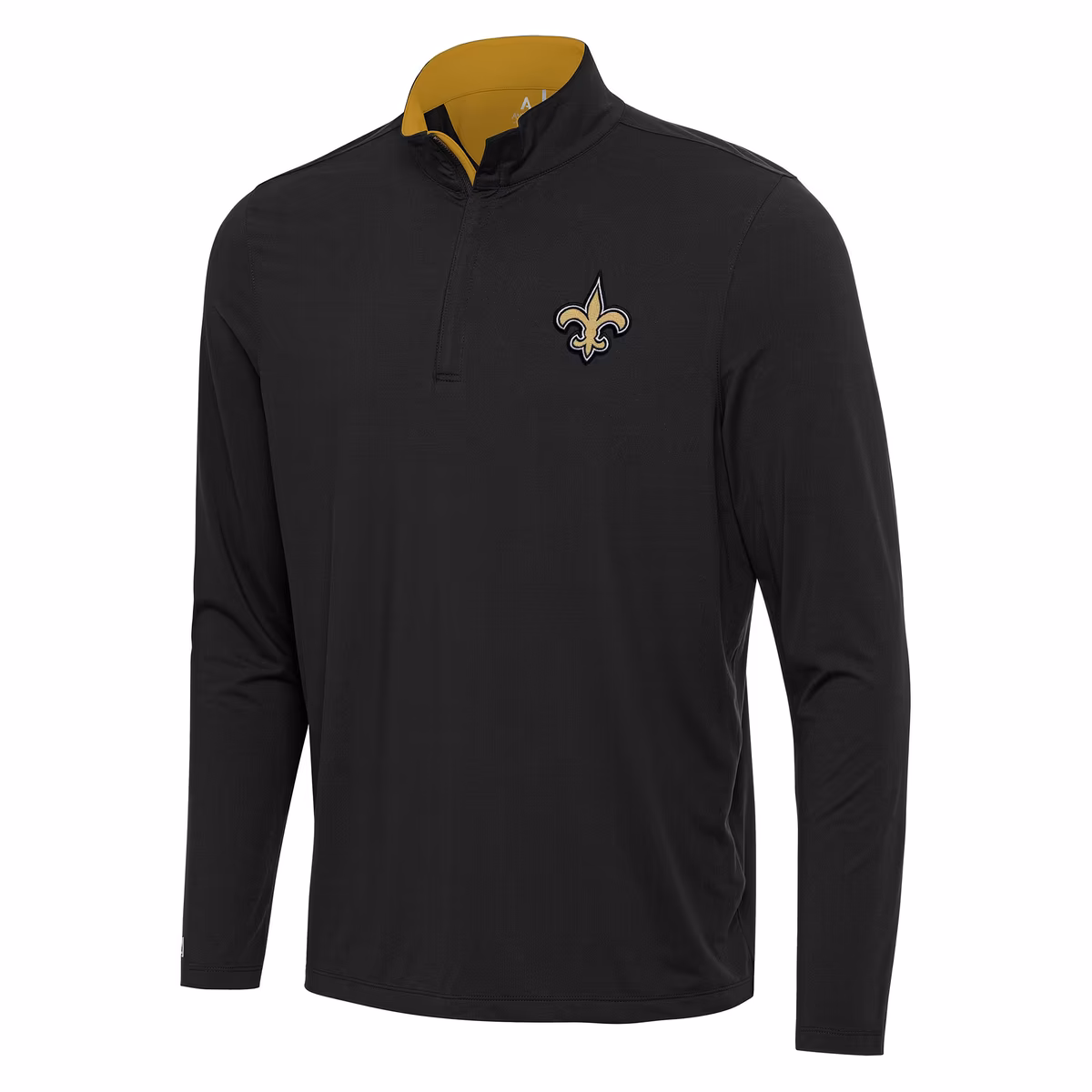 Men's Antigua Black/Gold New Orleans Saints Content Quarter-Zip Pullover Top 6 Men's Antigua Black/Gold New Orleans Saints Content Quarter-Zip Pullover Top