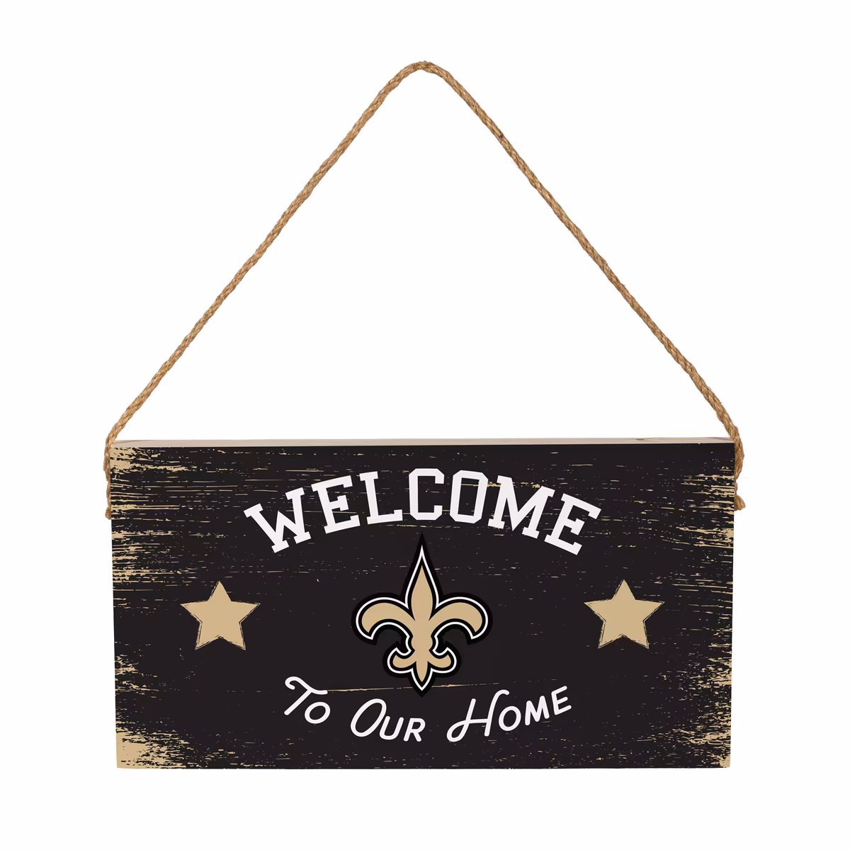 New Orleans Saints 6" x 11" Welcome Home Wood Wall Sign with Rope Hanger