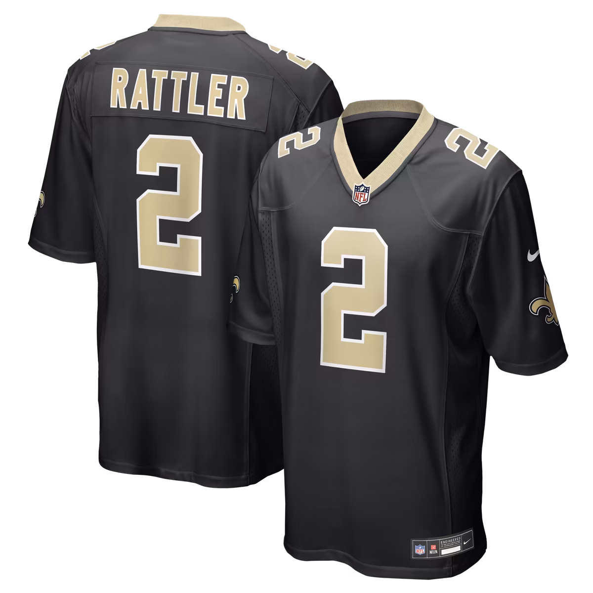 Men's Nike Spencer Rattler Black New Orleans Saints Team Game Jersey 15 Men's Nike Spencer Rattler Black New Orleans Saints Team Game Jersey