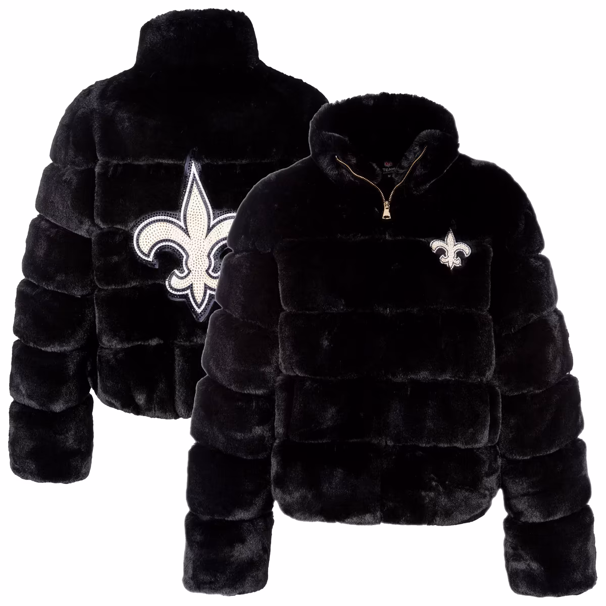 Women's FABGATING by Cuce Black New Orleans Saints Faux Fur Full-Zip Coat 2 Women's FABGATING by Cuce Black New Orleans Saints Faux Fur Full-Zip Coat