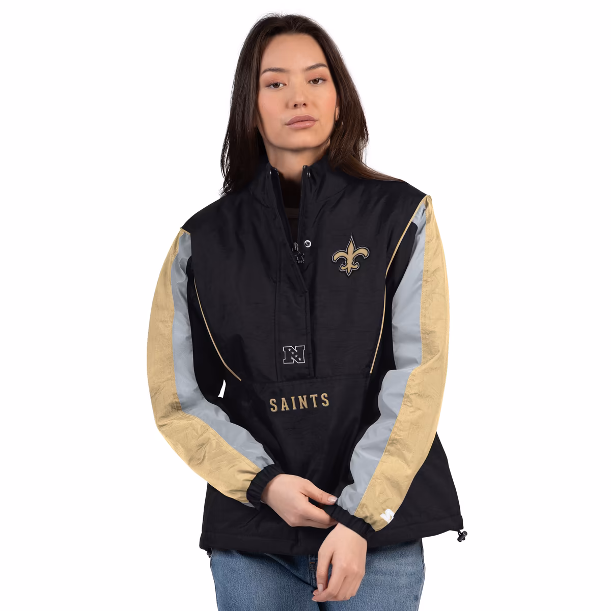 Women's Starter Black/Gold New Orleans Saints Thursday Night Gridiron Half-Zip Jacket 2 Women's Starter Black/Gold New Orleans Saints Thursday Night Gridiron Half-Zip Jacket