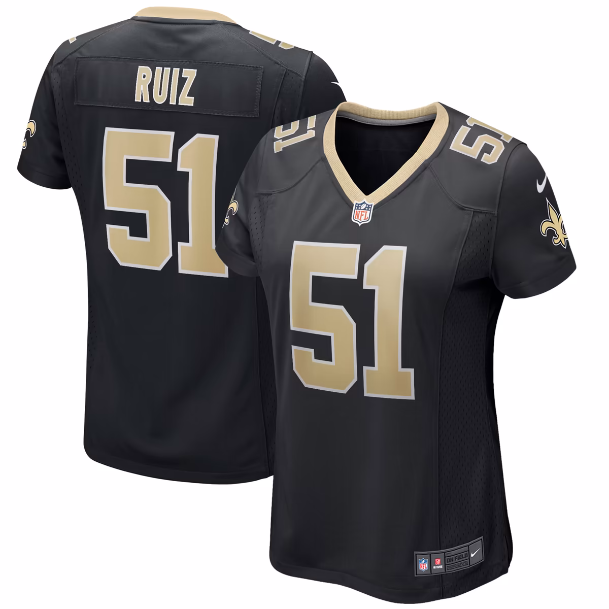 Women's Nike Cesar Ruiz Black New Orleans Saints Game Jersey 7 Women's Nike Cesar Ruiz Black New Orleans Saints Game Jersey