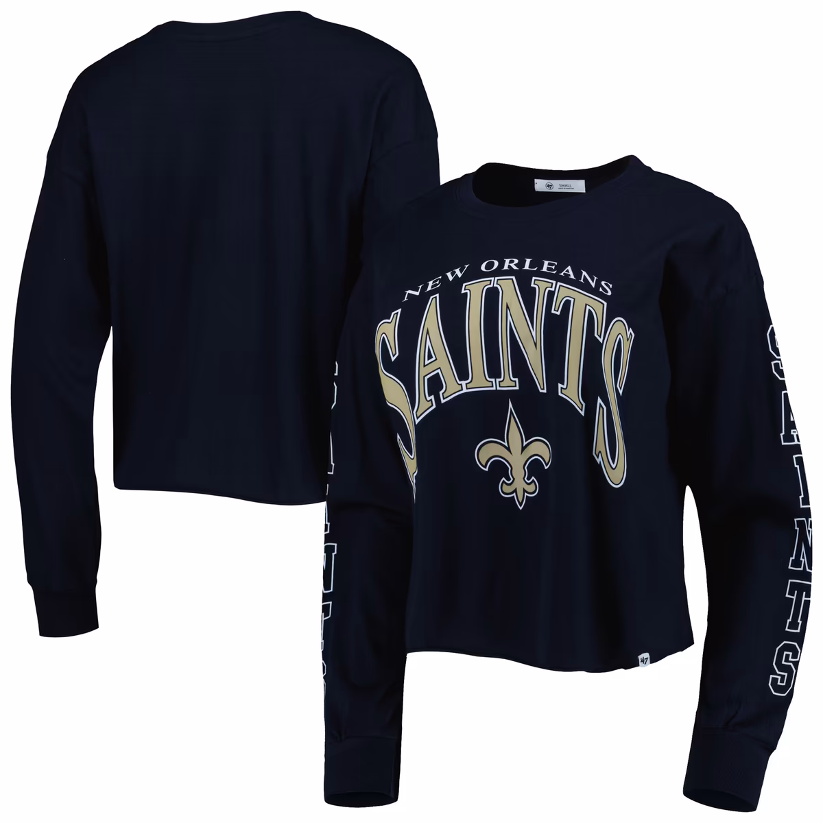 Women's '47 Black New Orleans Saints Skyler Parkway Cropped Long Sleeve T-Shirt 7 Women's '47 Black New Orleans Saints Skyler Parkway Cropped Long Sleeve T-Shirt