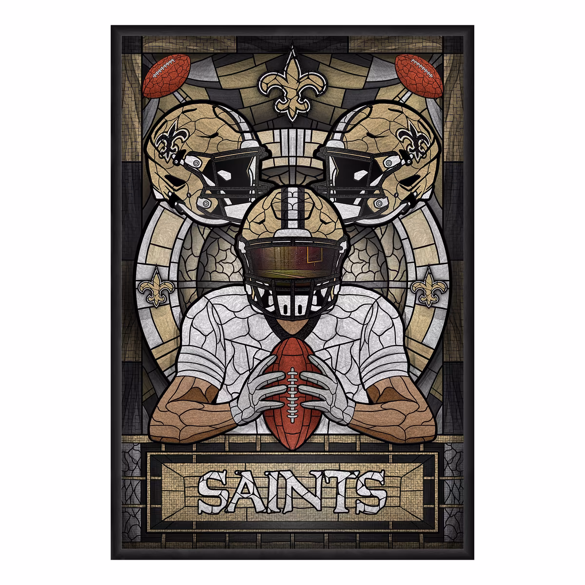 New Orleans Saints Framed Stained Glass Art Print 1 New Orleans Saints Framed Stained Glass Art Print