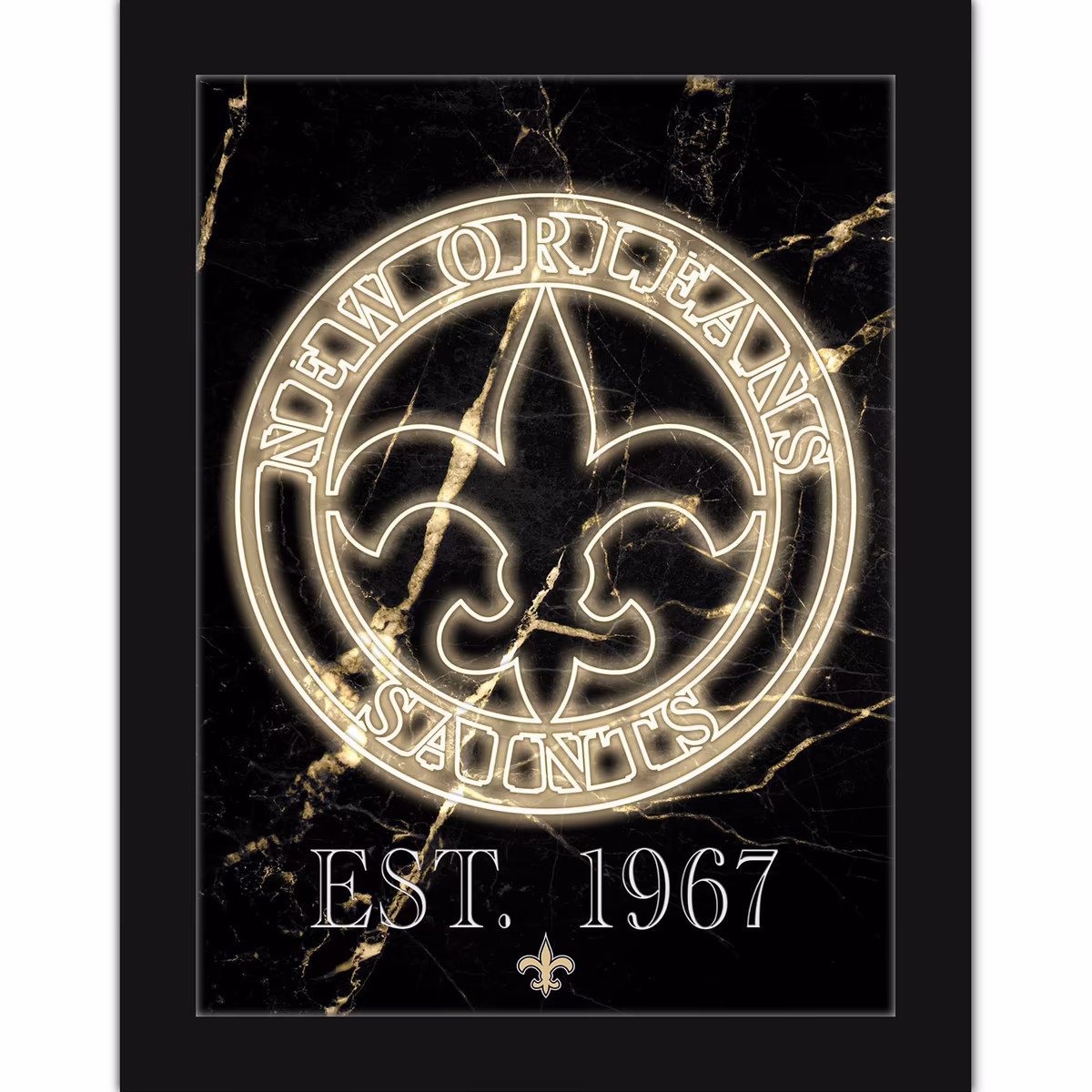 Black New Orleans Saints 12'' x 16'' Framed Circle Logo Print