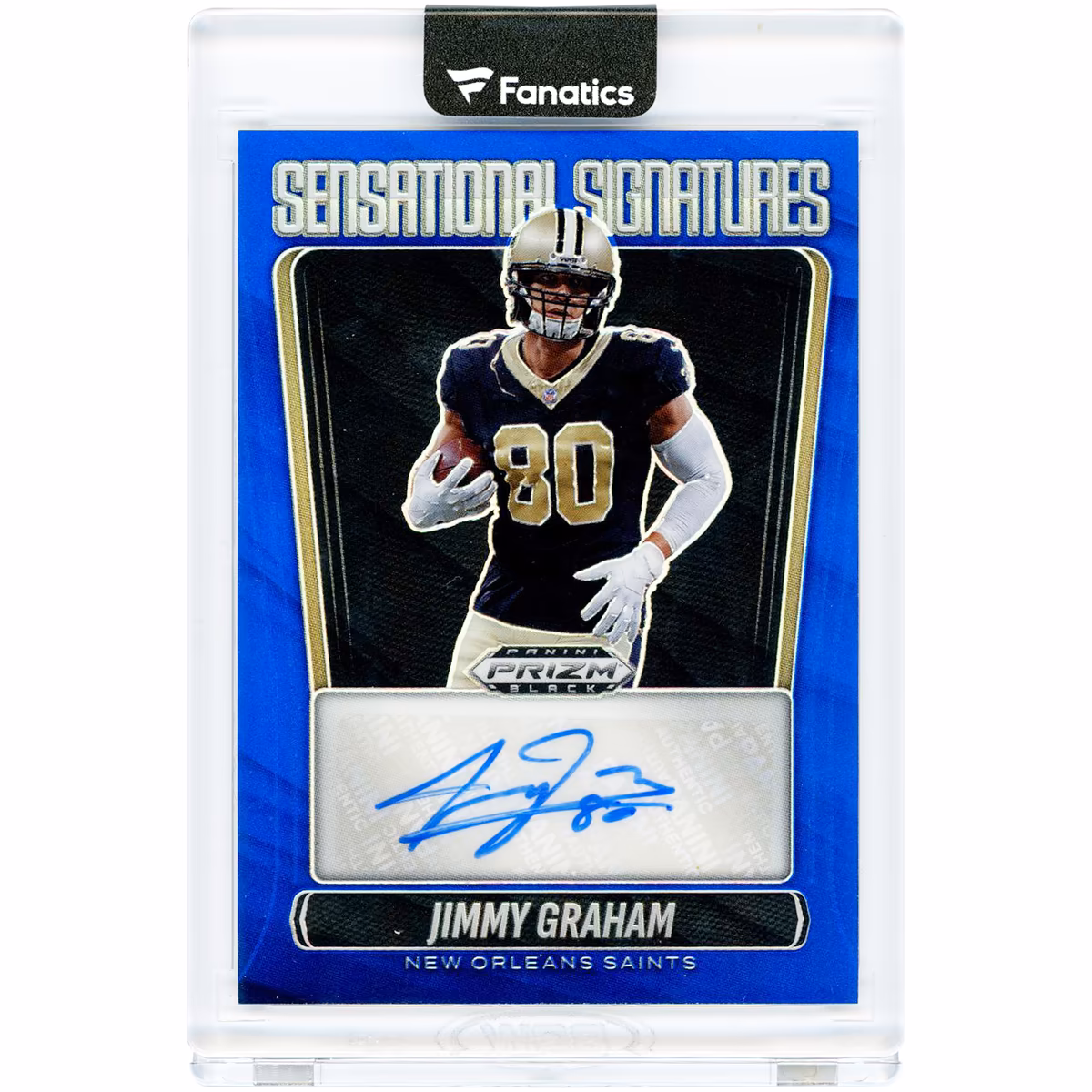 Jimmy Graham New Orleans Saints Autographed 2025 Panini Prizm Black Blue Prizm Sensational Signatures #SS-JGM #49/49 Card 1 Jimmy Graham New Orleans Saints Autographed 2025 Panini Prizm Black Blue Prizm Sensational Signatures #SS-JGM #49/49 Card