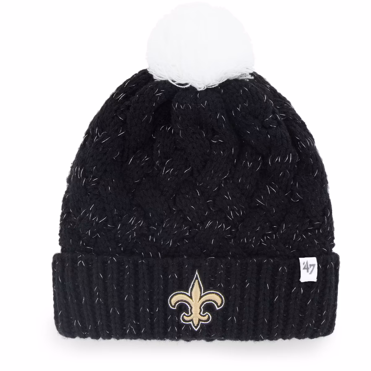 Women's '47 Black New Orleans Saints Fiona Logo Cuffed Knit Hat with Pom 4 Women's '47 Black New Orleans Saints Fiona Logo Cuffed Knit Hat with Pom