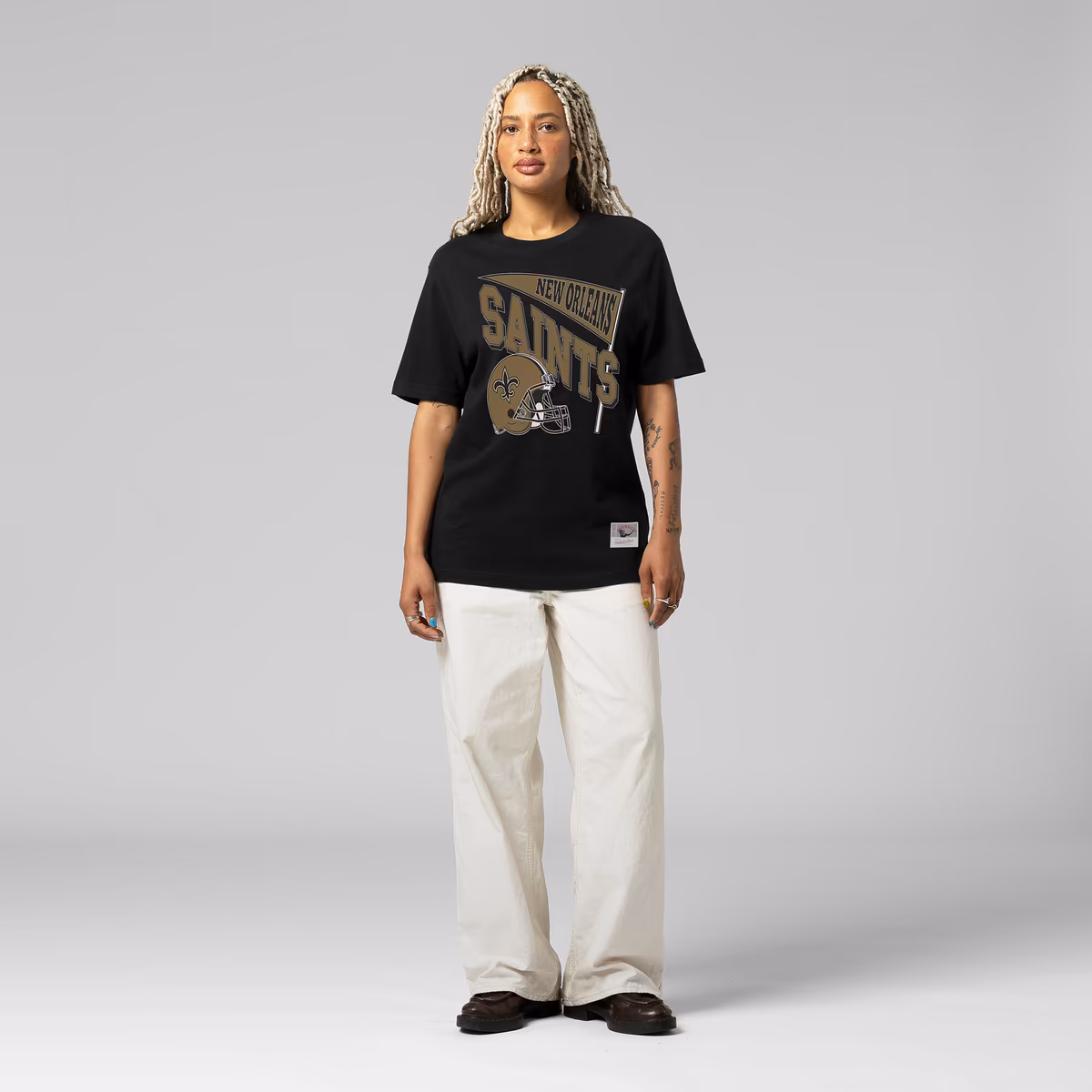 Women's Mitchell & Ness Black New Orleans Saints Team Dynamic Boyfriend T-Shirt 10 Women's Mitchell & Ness Black New Orleans Saints Team Dynamic Boyfriend T-Shirt