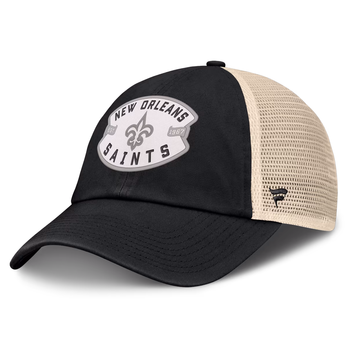 Men's Fanatics Black New Orleans Saints Placard Trucker Adjustable Hat 2 Men's Fanatics Black New Orleans Saints Placard Trucker Adjustable Hat