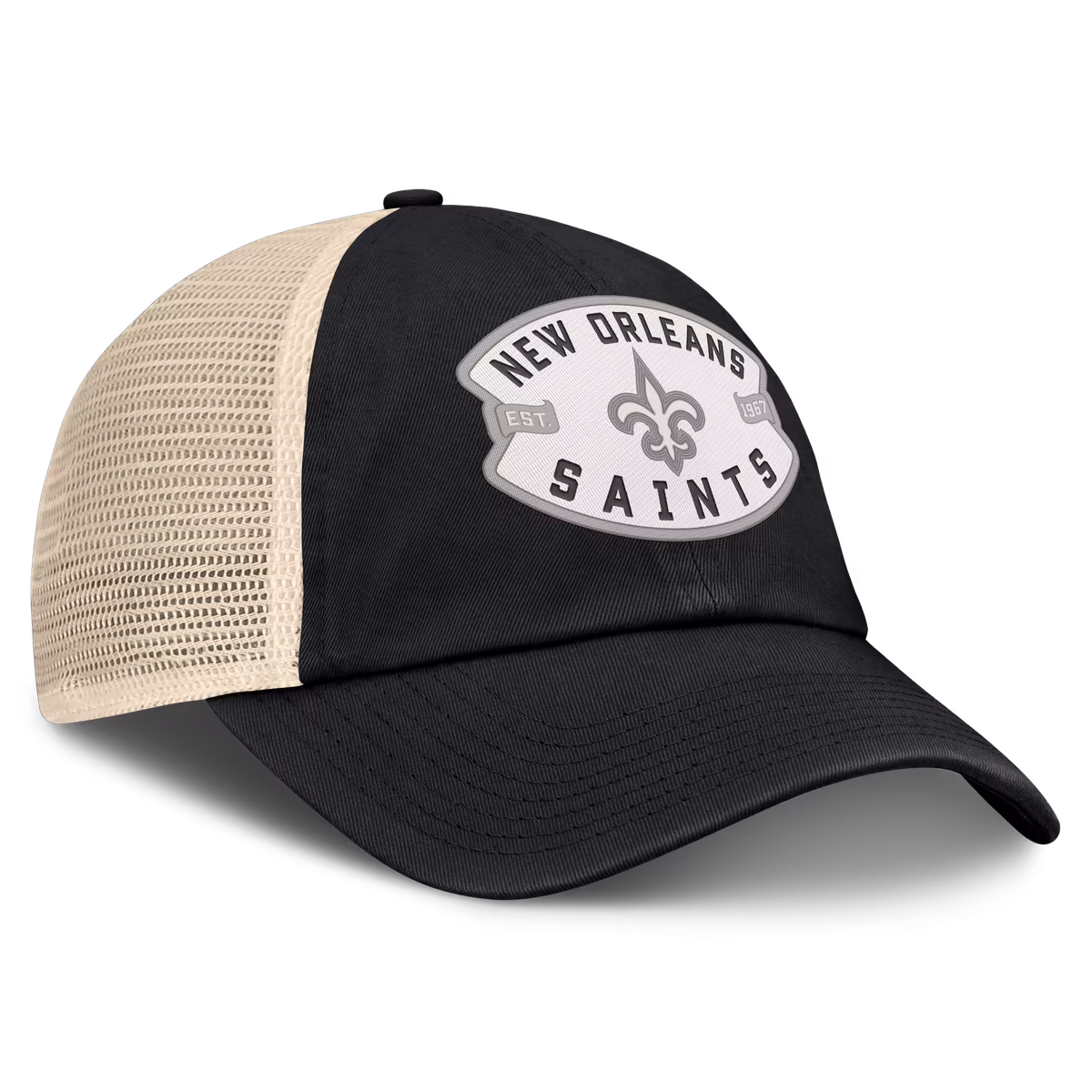 Men's Fanatics Black New Orleans Saints Placard Trucker Adjustable Hat 4 Men's Fanatics Black New Orleans Saints Placard Trucker Adjustable Hat