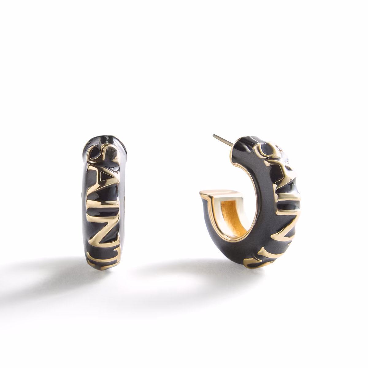BaubleBar New Orleans Saints Puffy Enamel Hoop Earrings 1 BaubleBar New Orleans Saints Puffy Enamel Hoop Earrings