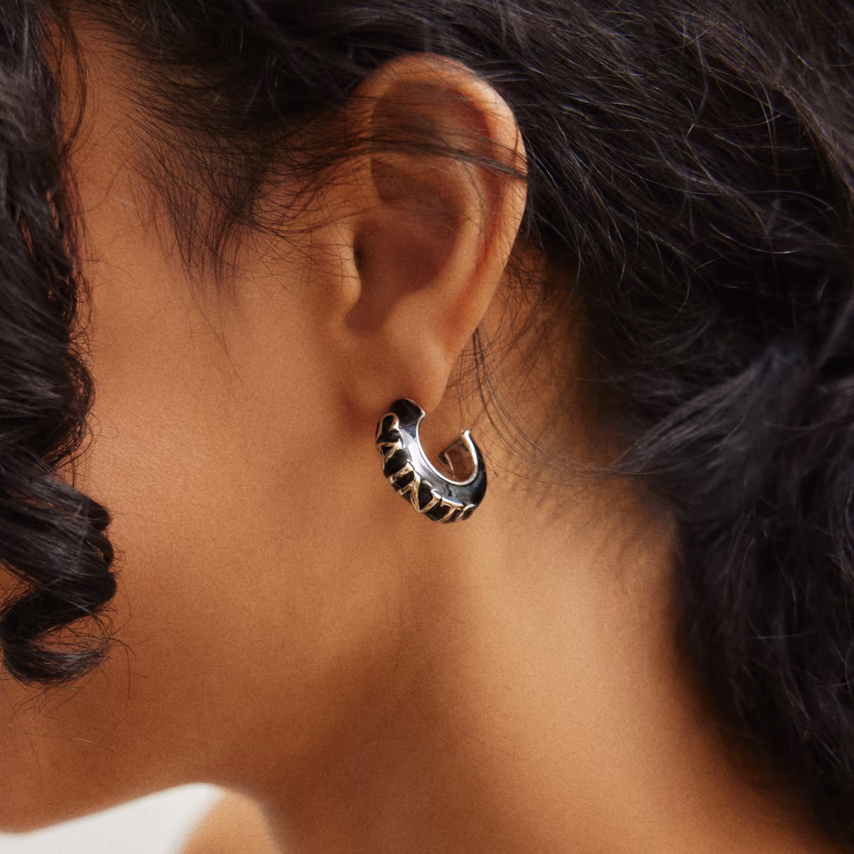 BaubleBar New Orleans Saints Puffy Enamel Hoop Earrings 3 BaubleBar New Orleans Saints Puffy Enamel Hoop Earrings