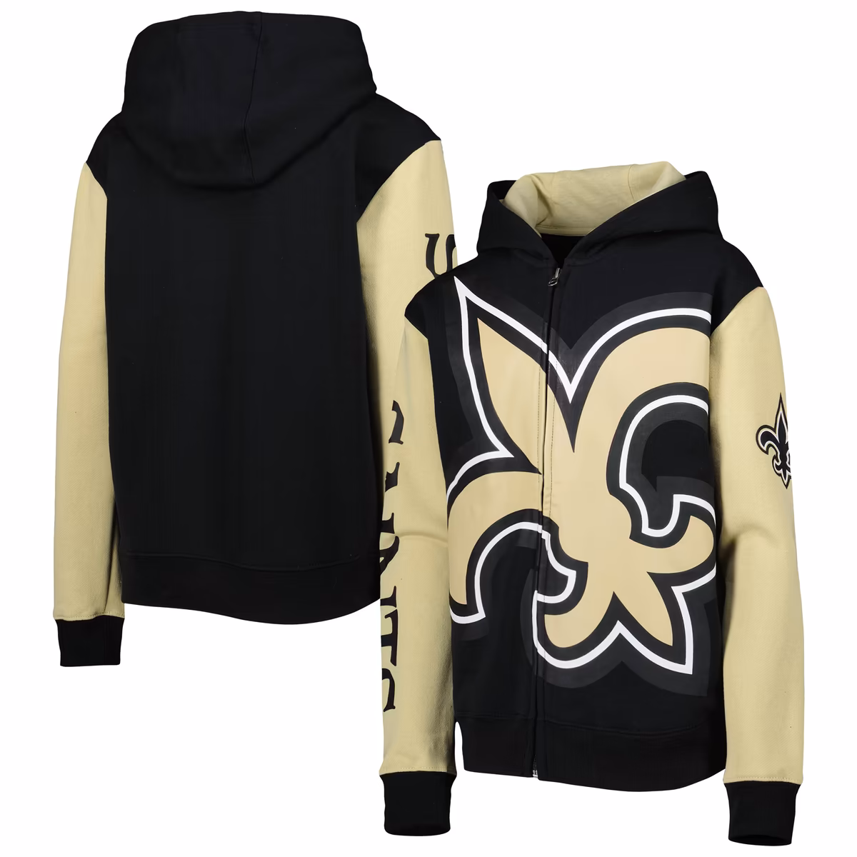 Youth Black/Gold New Orleans Saints Poster Board Full-Zip Hoodie 2 Youth Black/Gold New Orleans Saints Poster Board Full-Zip Hoodie