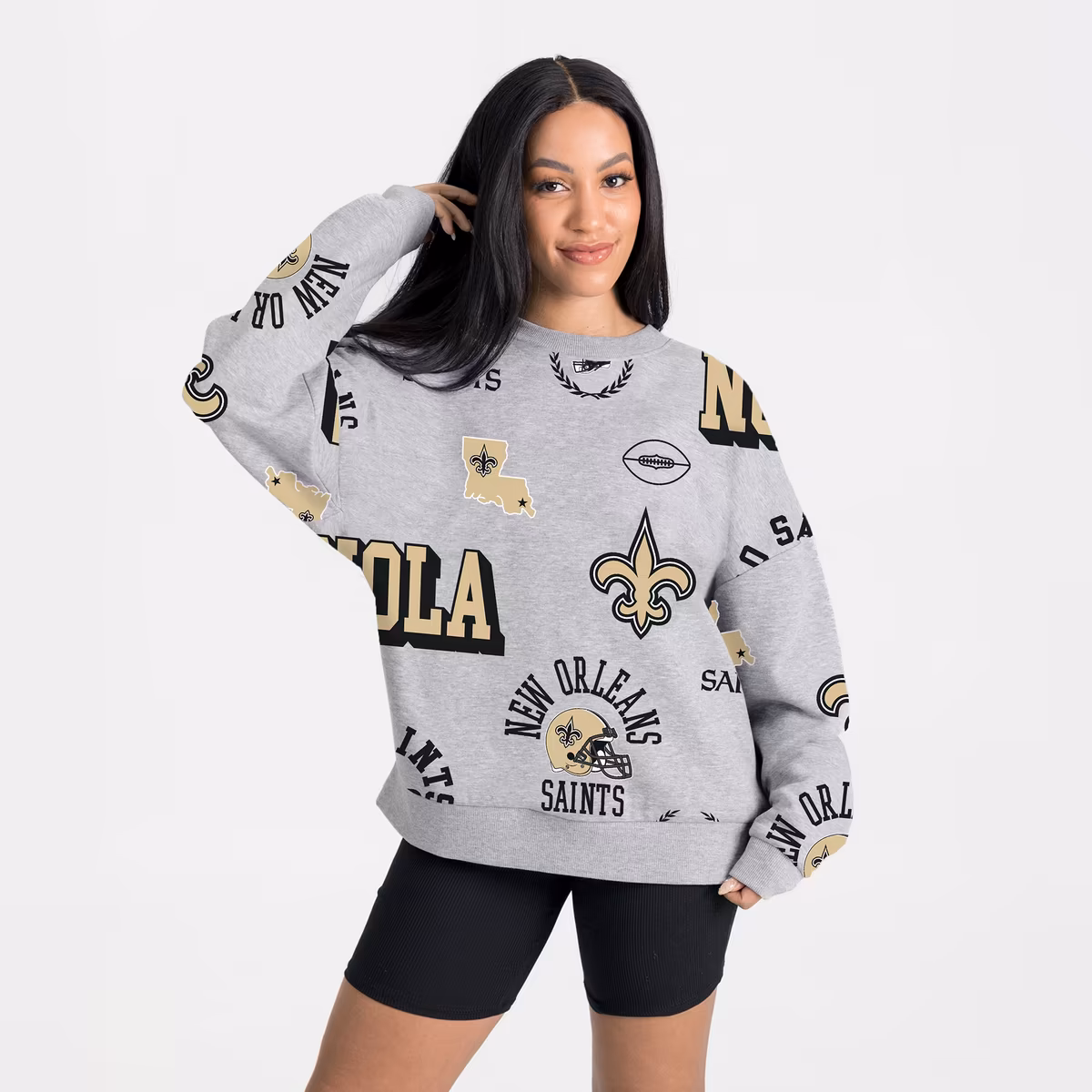 Women's Gameday Couture Heather Gray New Orleans Saints Always On Repeat Fleece Sweatshirt 3 Women's Gameday Couture Heather Gray New Orleans Saints Always On Repeat Fleece Sweatshirt