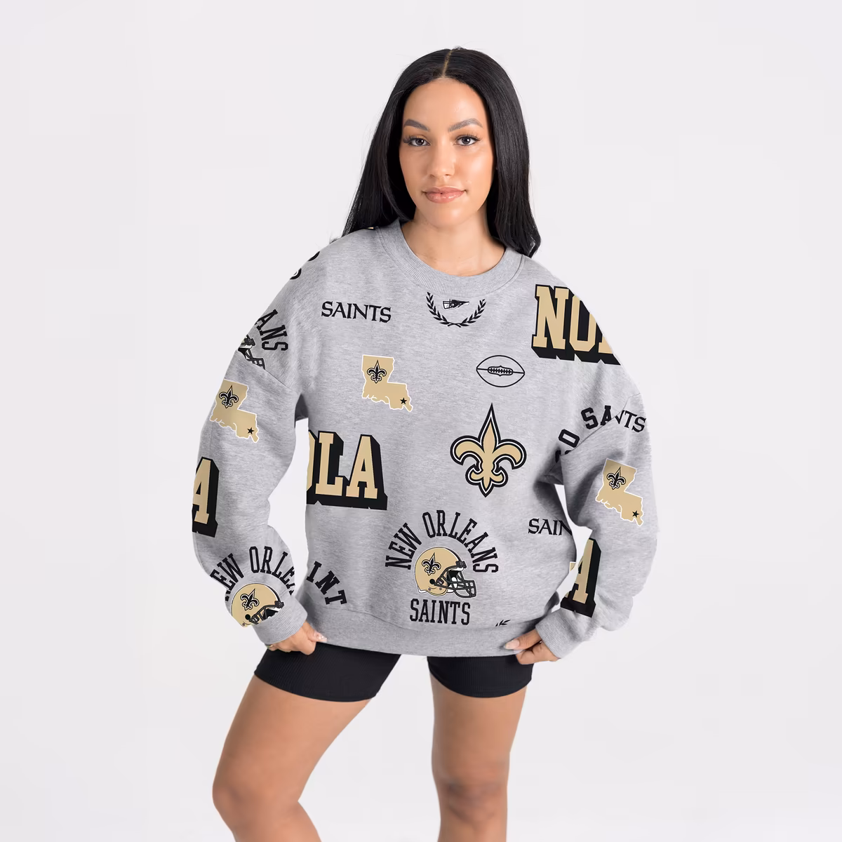 Women's Gameday Couture Heather Gray New Orleans Saints Always On Repeat Fleece Sweatshirt 4 Women's Gameday Couture Heather Gray New Orleans Saints Always On Repeat Fleece Sweatshirt