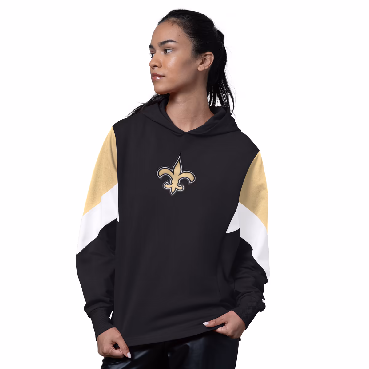 Women's Starter Black New Orleans Saints Scrimmage Hoodie 1 Women's Starter Black New Orleans Saints Scrimmage Hoodie