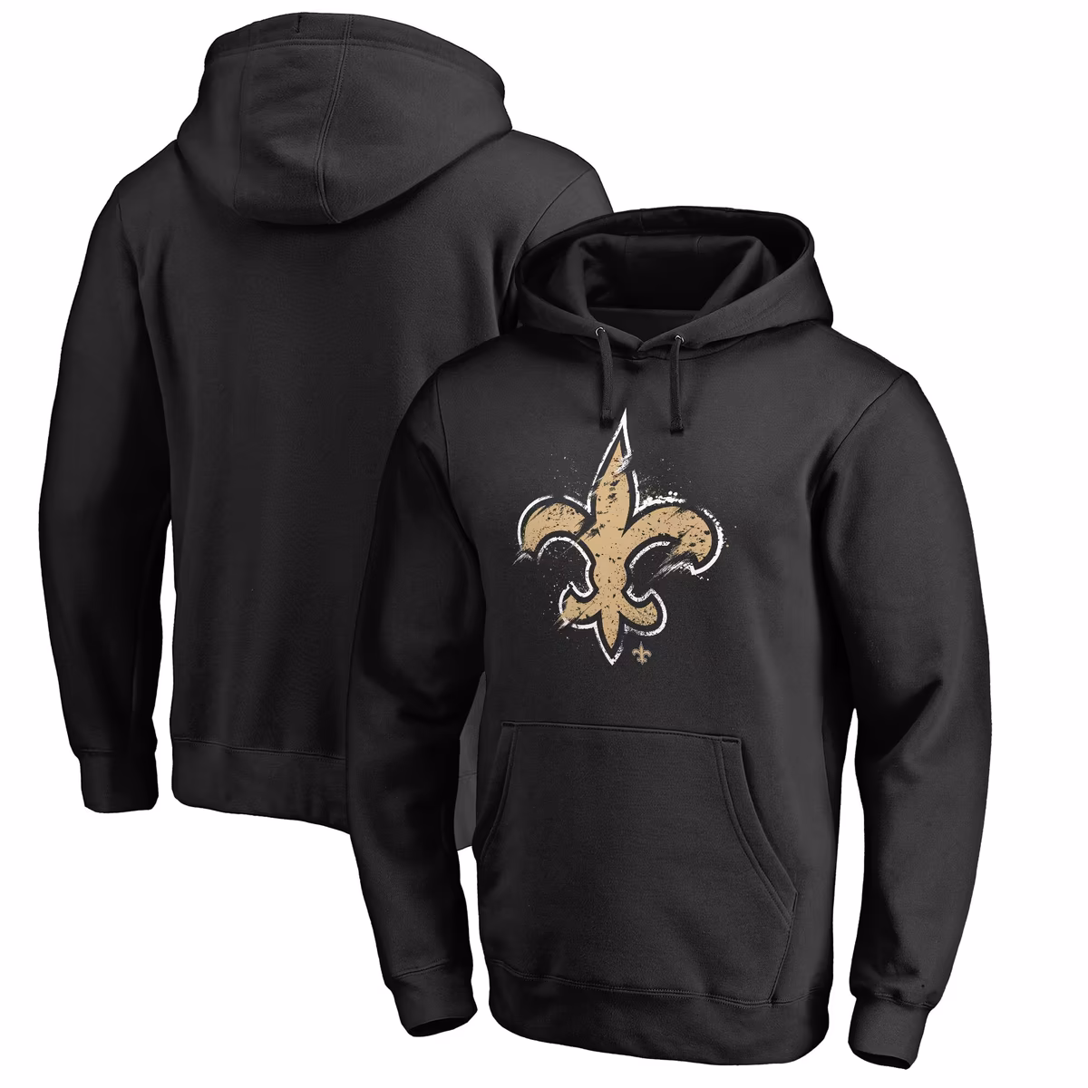 Men's Black New Orleans Saints Splatter Logo Pullover Hoodie 6 Men's Black New Orleans Saints Splatter Logo Pullover Hoodie
