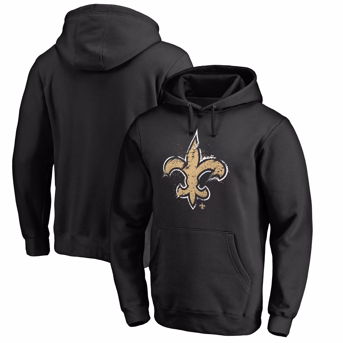 Men's Black New Orleans Saints Splatter Logo Pullover Hoodie 2 Men's Black New Orleans Saints Splatter Logo Pullover Hoodie