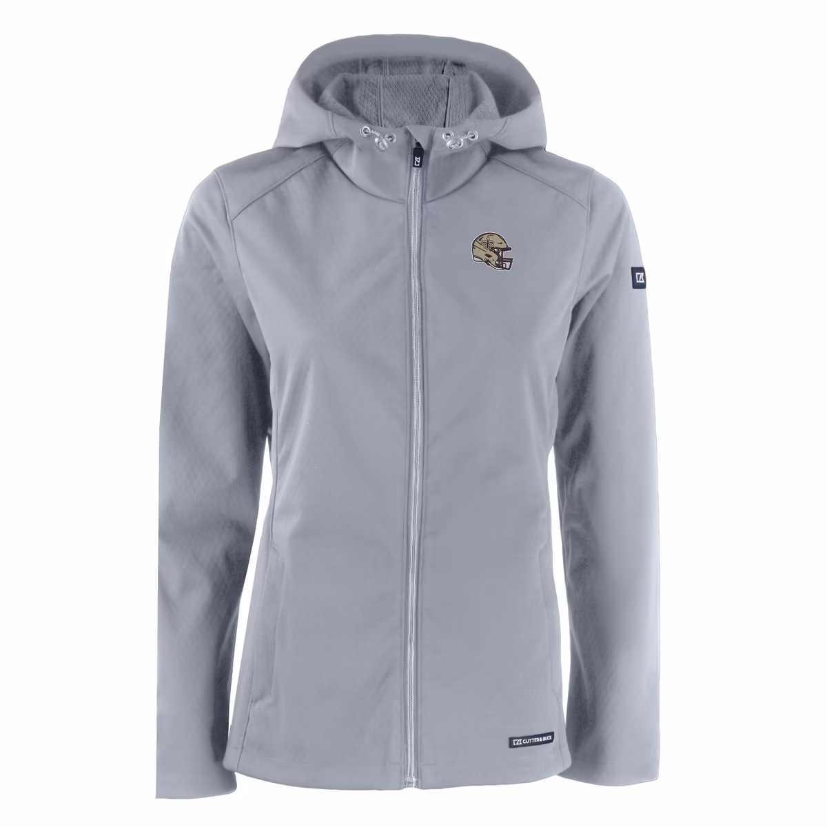 Women's Cutter & Buck Gray New Orleans Saints Evoke Eco Softshell Recycled Full-Zip Hooded Jacket 3 Women's Cutter & Buck Gray New Orleans Saints Evoke Eco Softshell Recycled Full-Zip Hooded Jacket