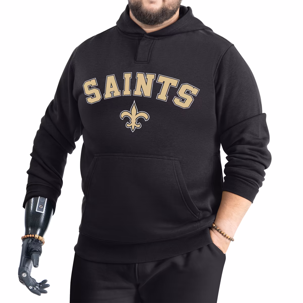 Men's G-III Sports by Carl Banks Black New Orleans Saints Adaptive Fleece Hoodie 3 Men's G-III Sports by Carl Banks Black New Orleans Saints Adaptive Fleece Hoodie
