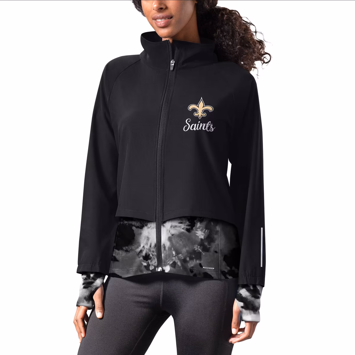 Women's MSX by Michael Strahan Black New Orleans Saints Grace Raglan Full-Zip Running Jacket 9 Women's MSX by Michael Strahan Black New Orleans Saints Grace Raglan Full-Zip Running Jacket