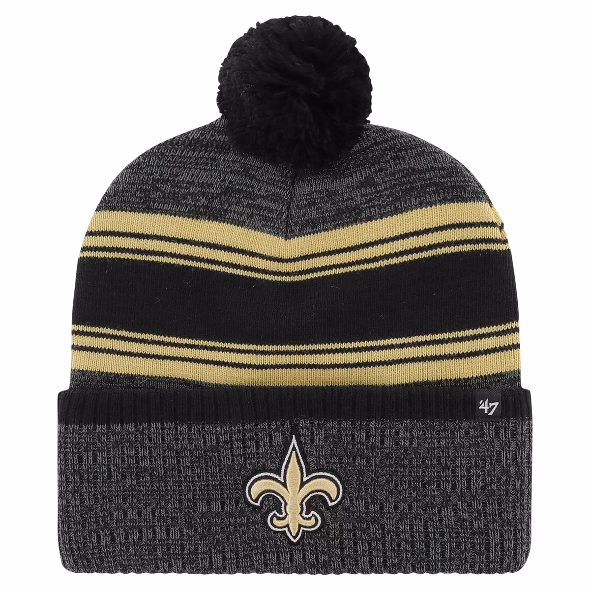 Men's '47 Black New Orleans Saints Fadeout Cuffed Knit Hat with Pom 3 Men's '47 Black New Orleans Saints Fadeout Cuffed Knit Hat with Pom