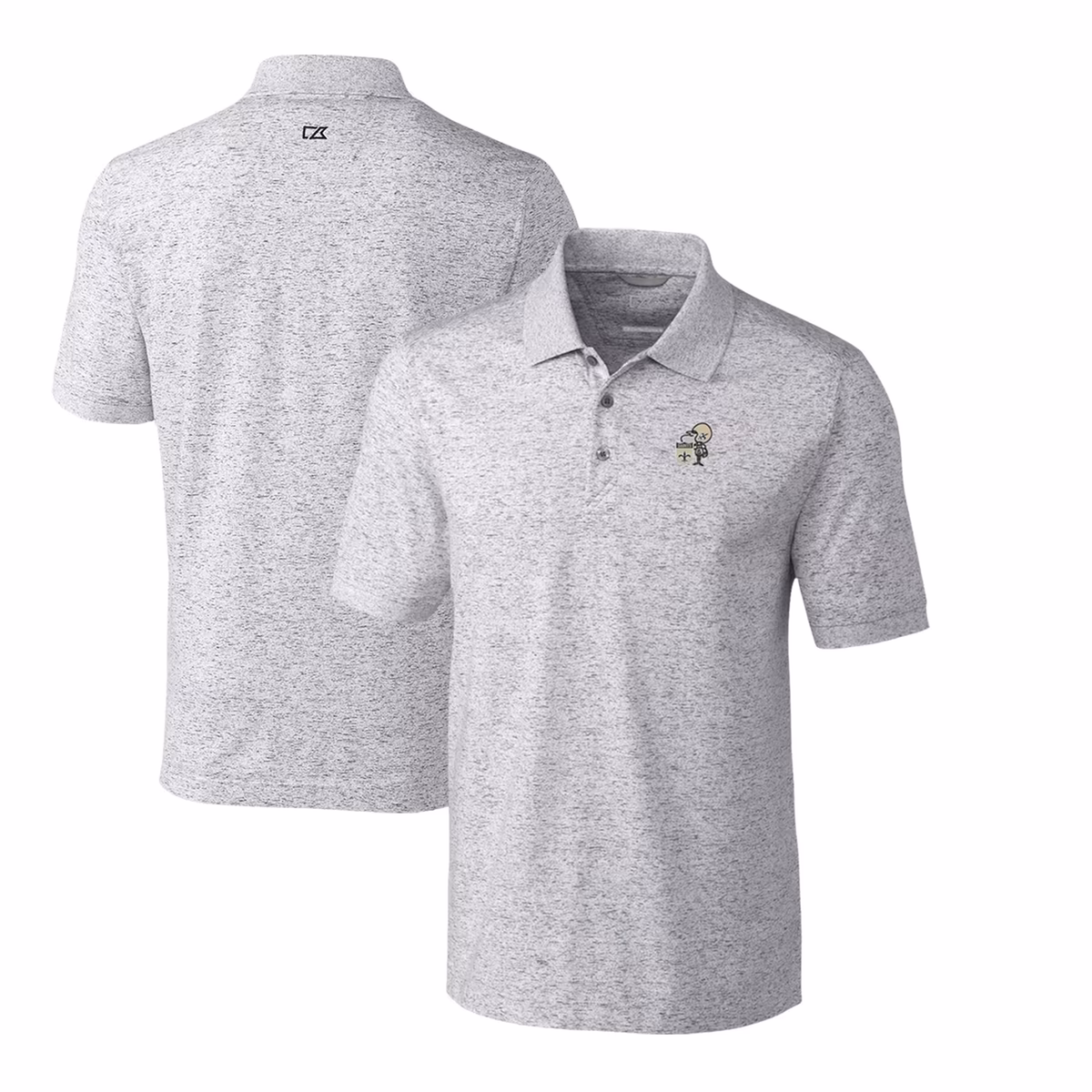 Men's Cutter & Buck Steel New Orleans Saints Advantage Tri-Blend Space Dye Throwback Polo 3 Men's Cutter & Buck Steel New Orleans Saints Advantage Tri-Blend Space Dye Throwback Polo