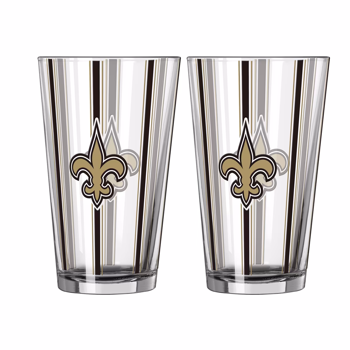 Logo Brands New Orleans Saints Two-Piece 16oz. Striped Pint Glass Set 2 Logo Brands New Orleans Saints Two-Piece 16oz. Striped Pint Glass Set