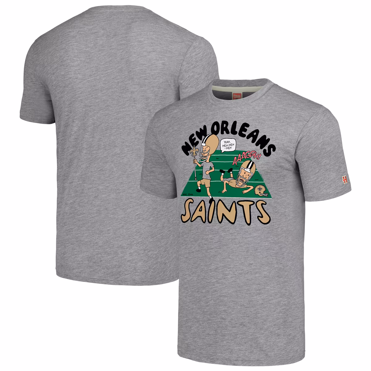 Unisex NFL x Homage x Beavis and Butt-Head Gray New Orleans Saints Tri-Blend T-Shirt 6 Unisex NFL x Homage x Beavis and Butt-Head Gray New Orleans Saints Tri-Blend T-Shirt