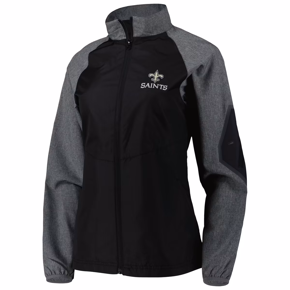 Women's Dunbrooke Black/Gray New Orleans Saints Hurricane Raglan Full-Zip Windbreaker 3 Women's Dunbrooke Black/Gray New Orleans Saints Hurricane Raglan Full-Zip Windbreaker
