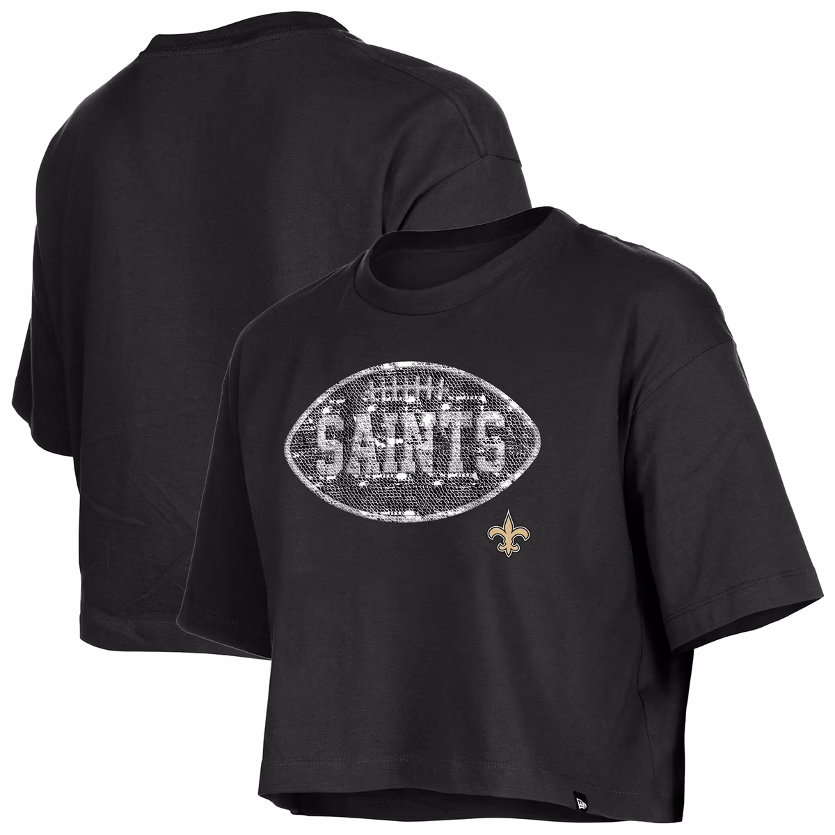 Girl's New Era Black New Orleans Saints Flip Sequin Boxy T-Shirt 1 Girl's New Era Black New Orleans Saints Flip Sequin Boxy T-Shirt