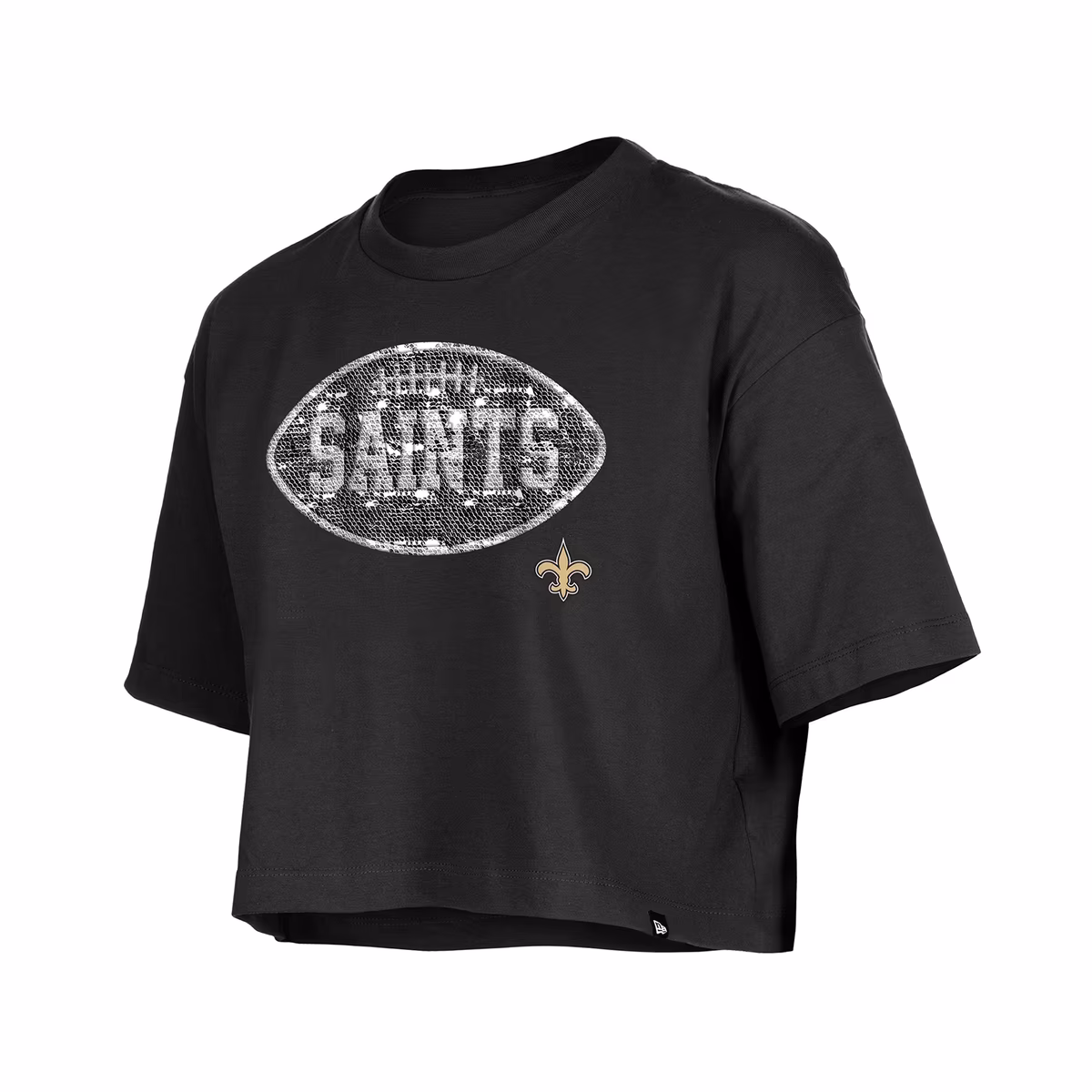 Girl's New Era Black New Orleans Saints Flip Sequin Boxy T-Shirt 3 Girl's New Era Black New Orleans Saints Flip Sequin Boxy T-Shirt