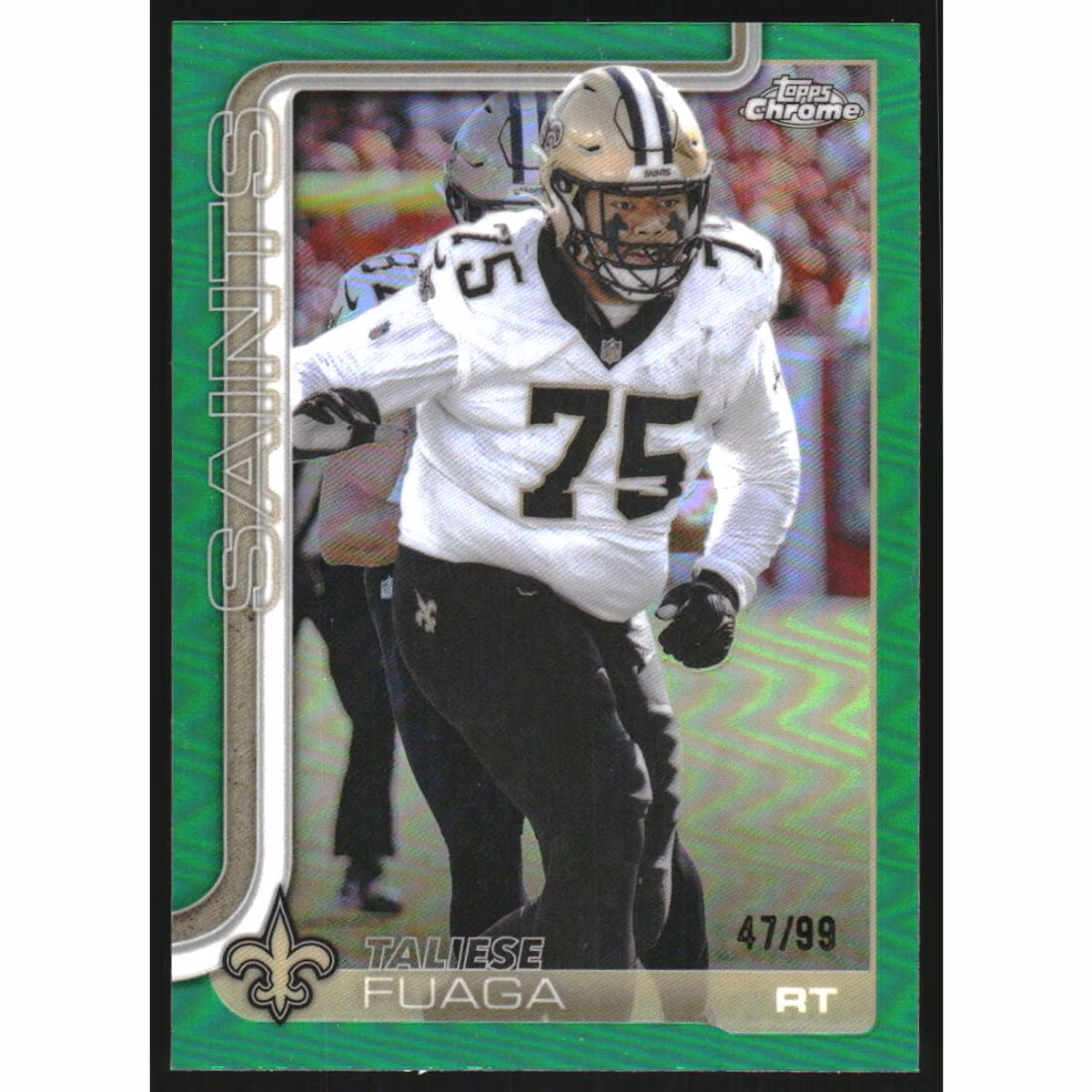 2025 Topps Chrome Green Refractors #219 Taliese Fuaga 4 2025 Topps Chrome Green Refractors #219 Taliese Fuaga