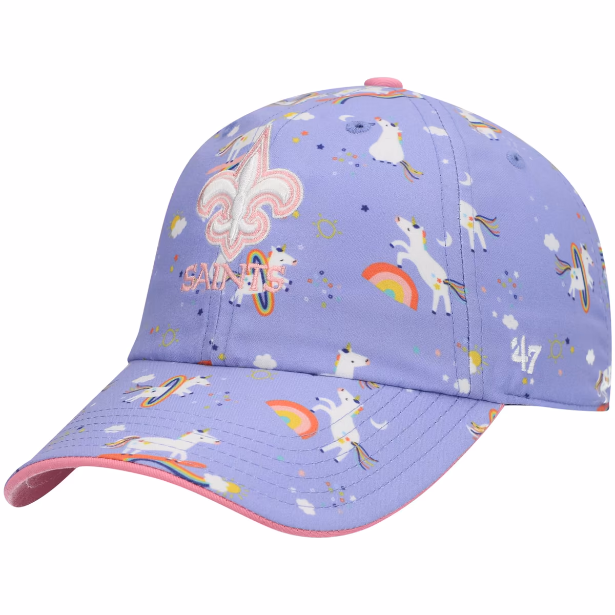 Girls Preschool '47 Purple New Orleans Saints Unicorn Clean Up Adjustable Hat