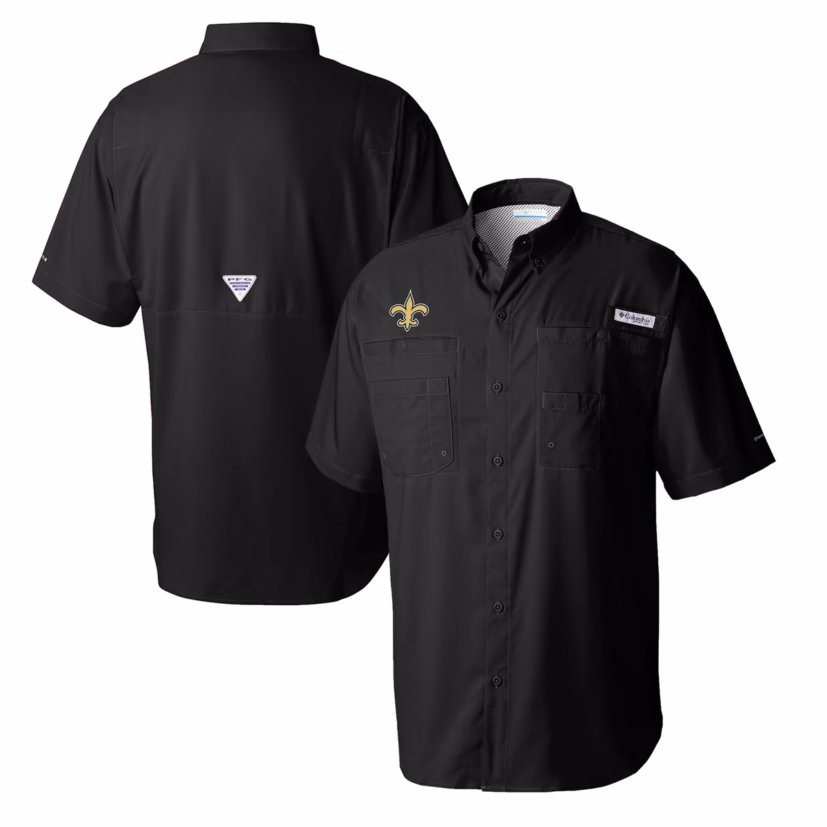 Men's Columbia Black New Orleans Saints Tamiami Omni-Shade Button-Down Shirt