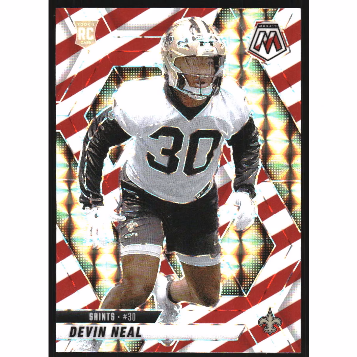 2025 Panini Mosaic Mosaic Red and White Stripe #330 Devin Neal