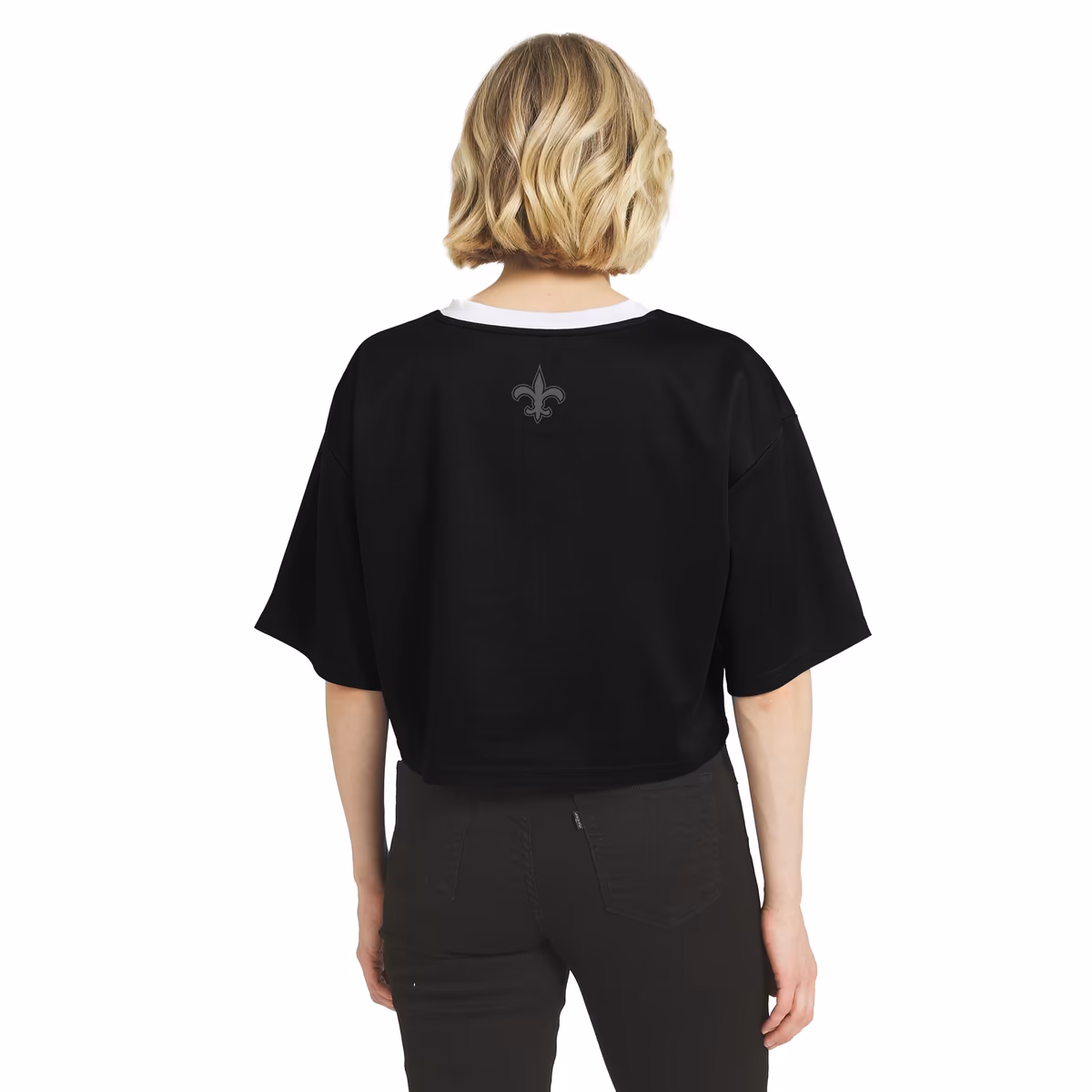 Women's WEAR by Erin Andrews Black New Orleans Saints Cropped V-Neck Jersey T-Shirt 3 Women's WEAR by Erin Andrews Black New Orleans Saints Cropped V-Neck Jersey T-Shirt