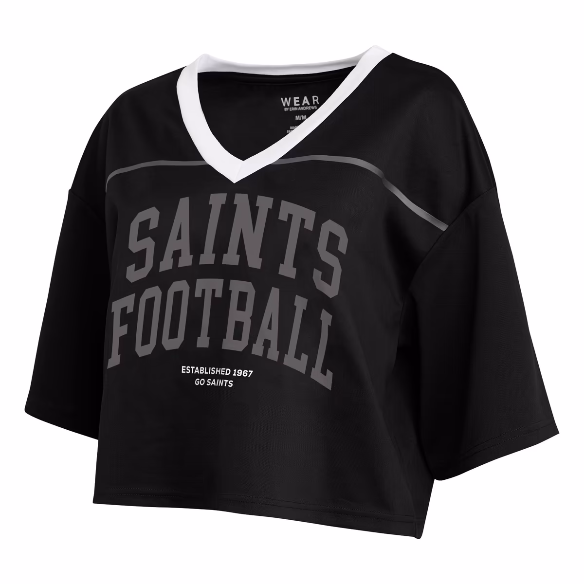 Women's WEAR by Erin Andrews Black New Orleans Saints Cropped V-Neck Jersey T-Shirt 4 Women's WEAR by Erin Andrews Black New Orleans Saints Cropped V-Neck Jersey T-Shirt