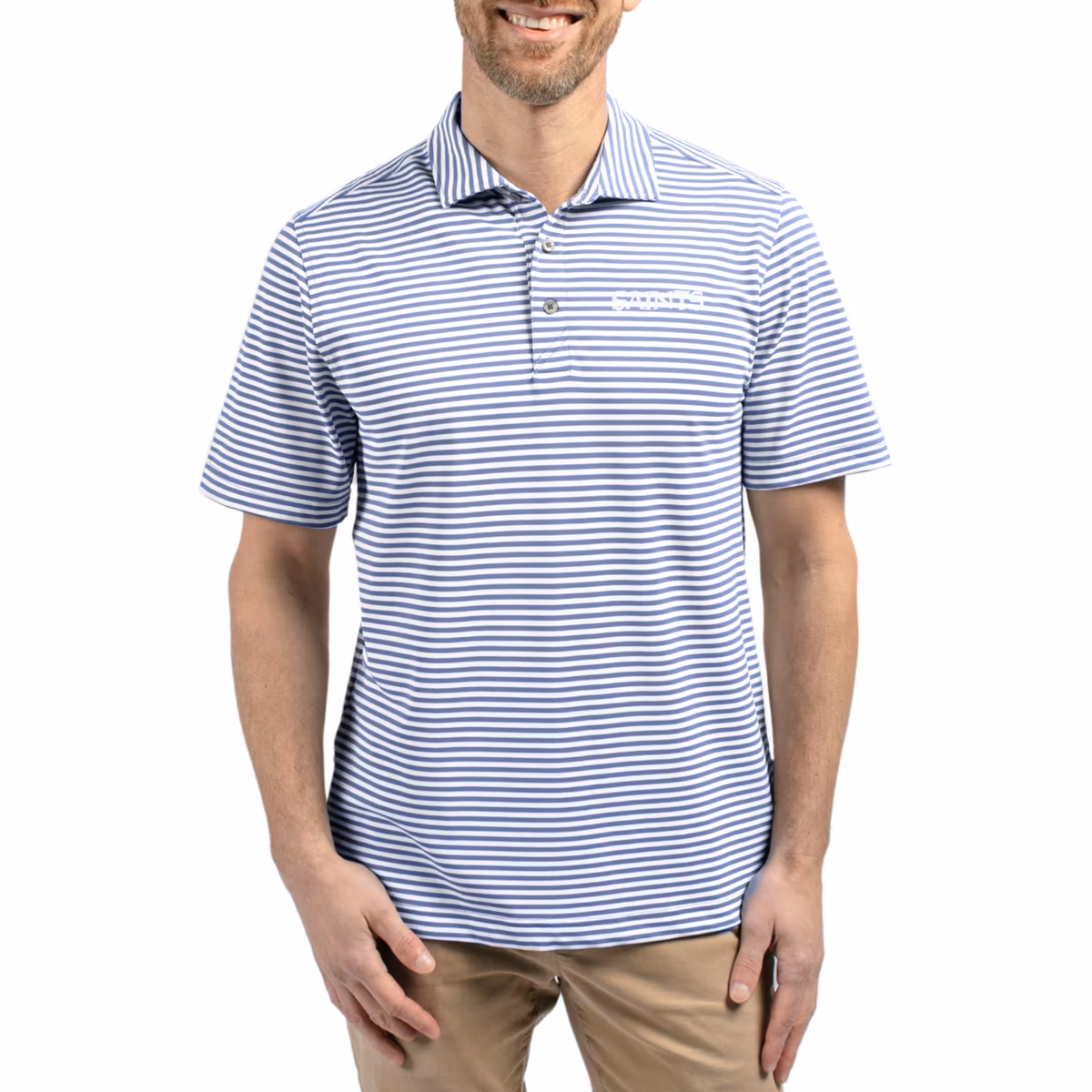 Men's Cutter & Buck Purple New Orleans Saints Virtue Eco Pique Stripe Recycled Polo 8 Men's Cutter & Buck Purple New Orleans Saints Virtue Eco Pique Stripe Recycled Polo