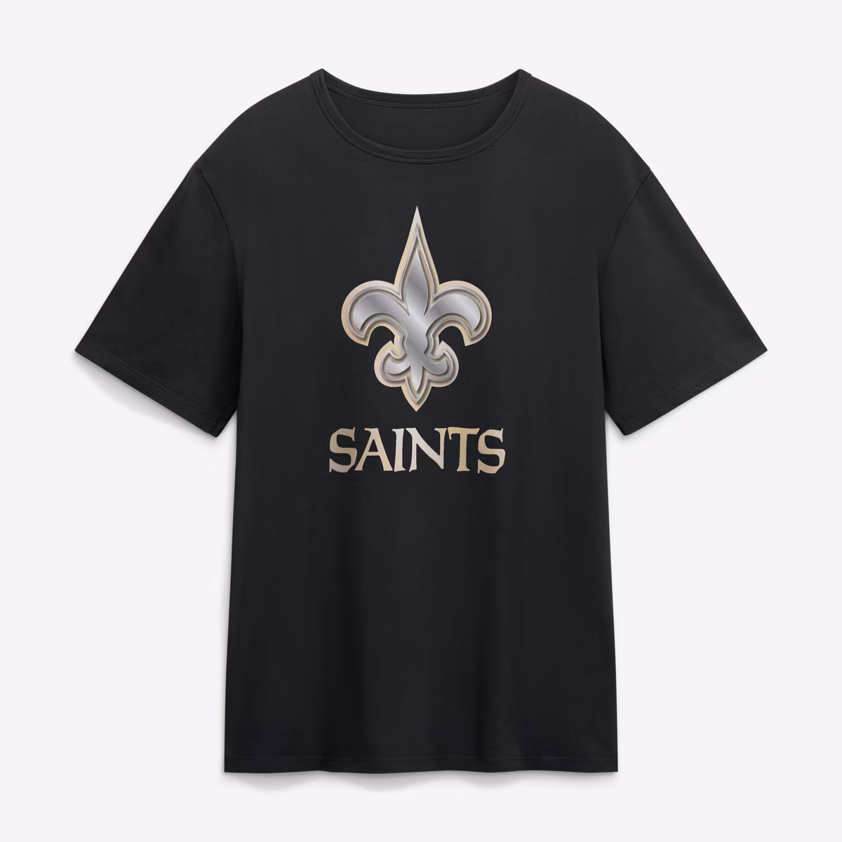 Men's Black New Orleans Saints Metallic Mascot T-Shirt 1 Men's Black New Orleans Saints Metallic Mascot T-Shirt