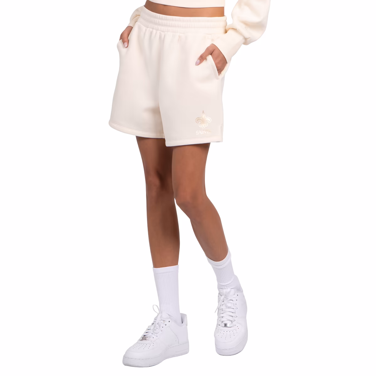 Women's Starter Cream New Orleans Saints Travel Pastels Fleece Short 9 Women's Starter Cream New Orleans Saints Travel Pastels Fleece Short
