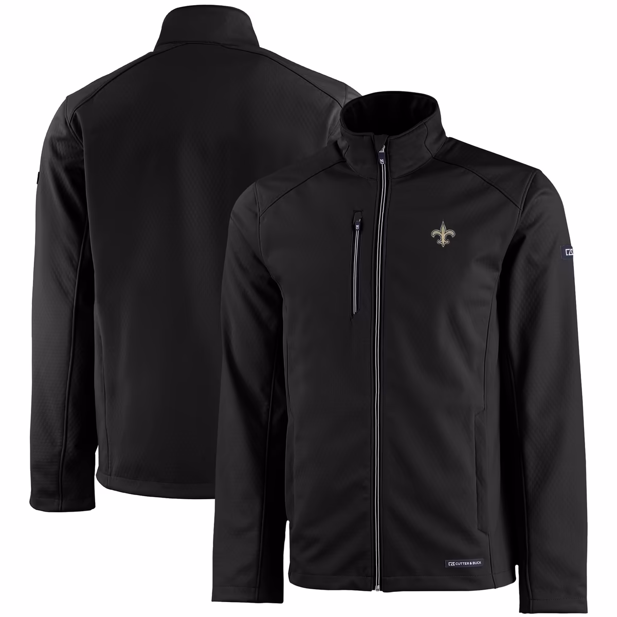 Men's Cutter & Buck Black New Orleans Saints Evoke Eco Softshell Recycled Full-Zip Jacket