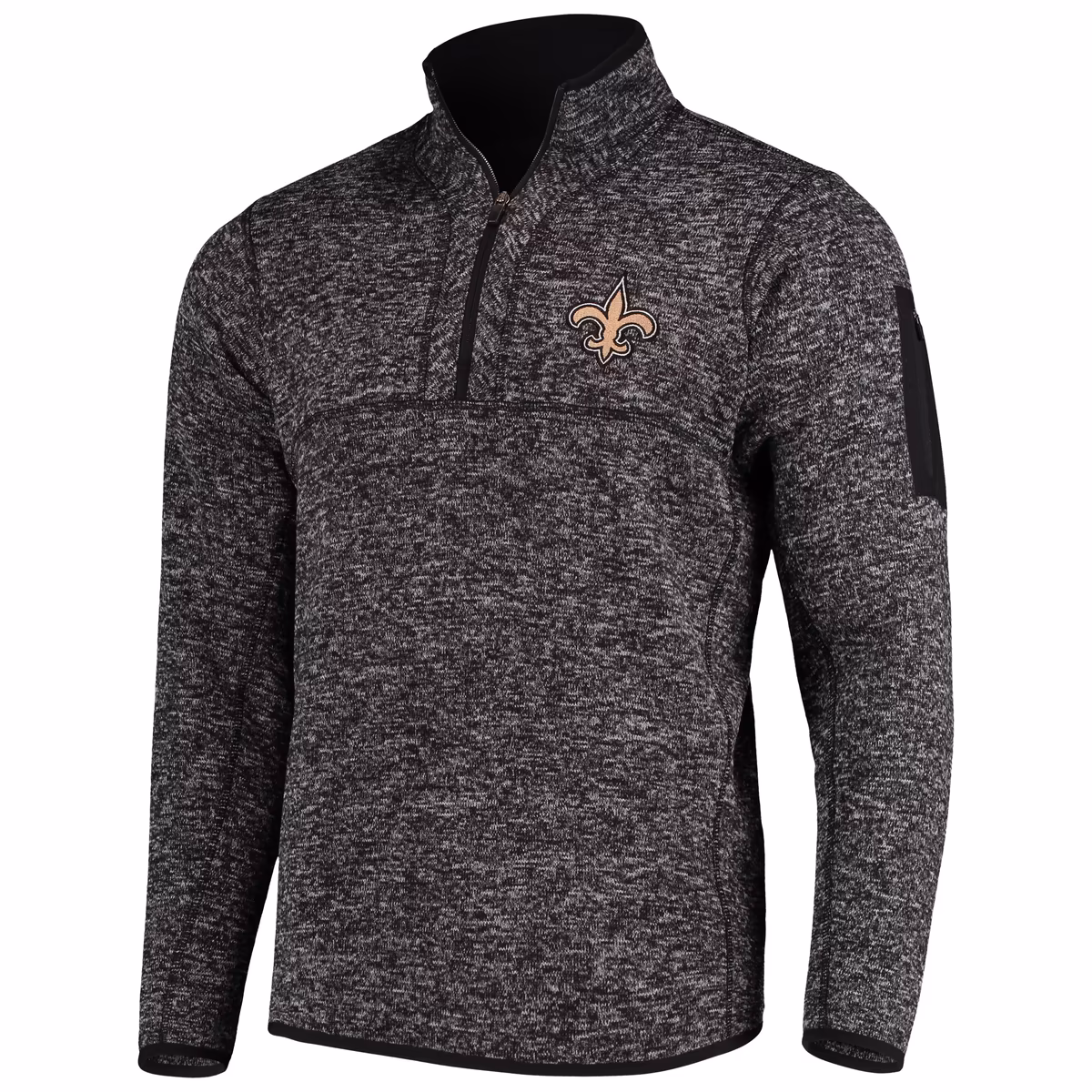 Men's Antigua Heather Black New Orleans Saints Fortune Quarter-Zip Pullover Jacket 1 Men's Antigua Heather Black New Orleans Saints Fortune Quarter-Zip Pullover Jacket