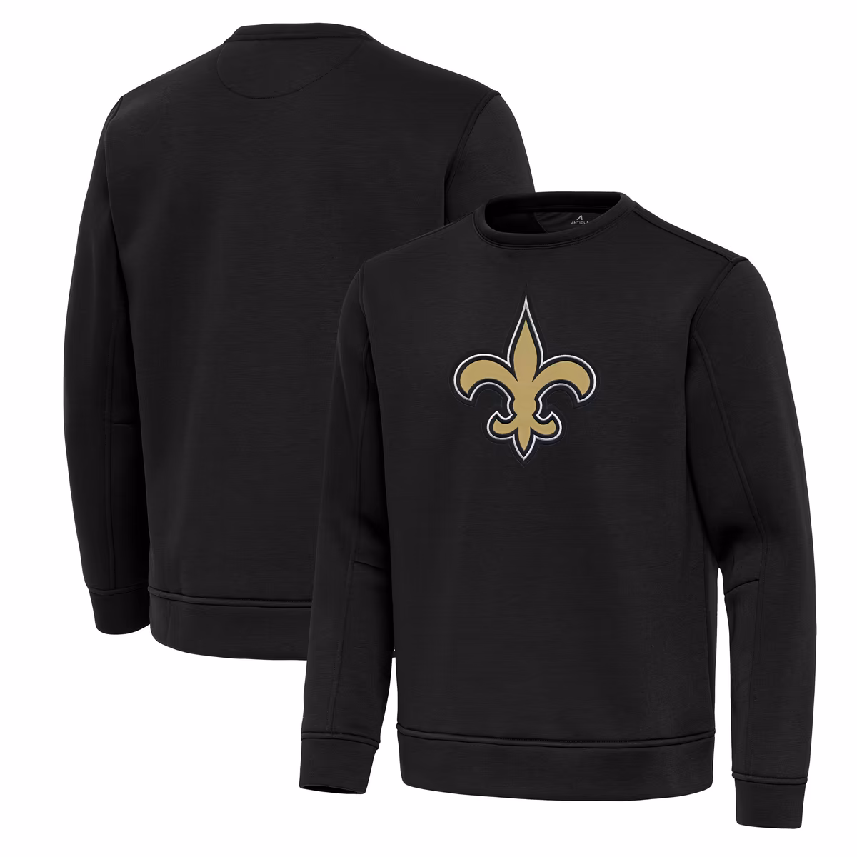Men's Antigua Black New Orleans Saints Relevant Lightweight Pullover Sweatshirt
